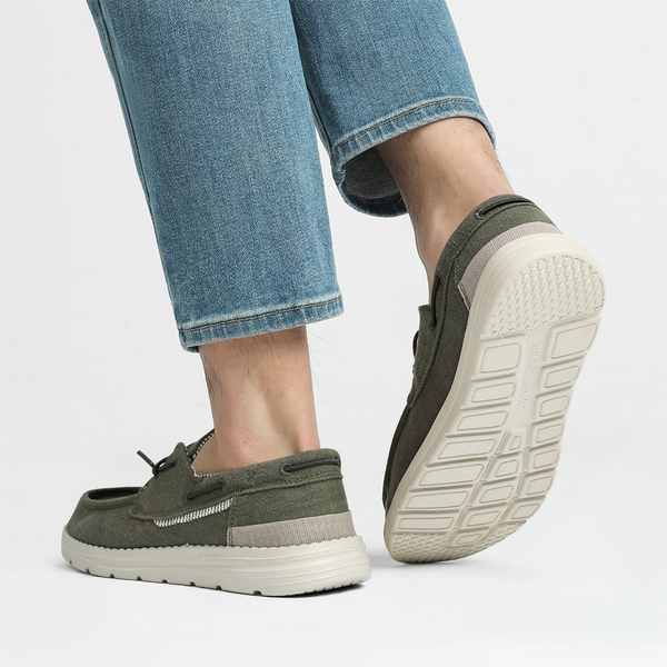 Minimalist Men's Slip On  Canvas Loafers - OLIVE GREEN - 7